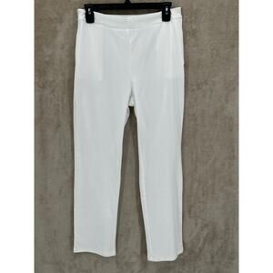 CBR Pants Womens Large White Sheer Thin‎ Cotton Blend Side Zip Minimalist Casual